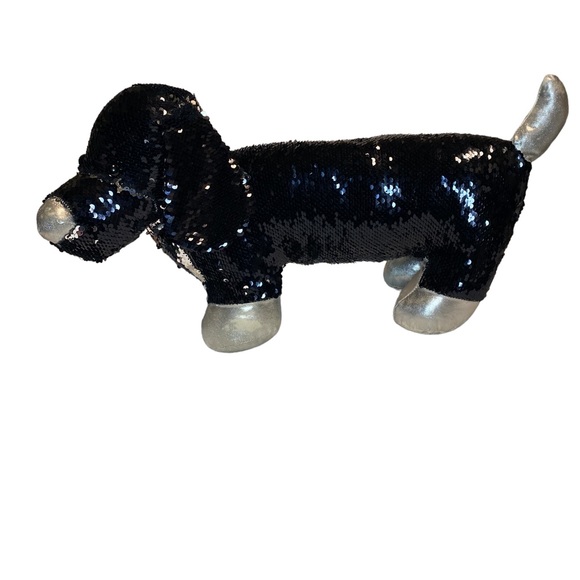 Dan Dee Dachshund Sequin Flip Plush Black & Silver Weiner Dog Stuffed Animal - Picture 2 of 16